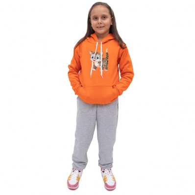 Conjunto Moletom Infantil Meninas Blusa Canguru Capuz e Calça Comprida Quentinho Inverno Escola