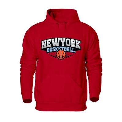 Blusa Moletom Canguru Com Capuz Ajustavel Estampa New York Basketball Estiloso Academia Dia a Dia