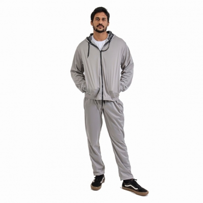Conjunto Jaqueta Com Ziper e Calça Cordao Ajustavel Chimpa Microfibra Masculina Academia Treino