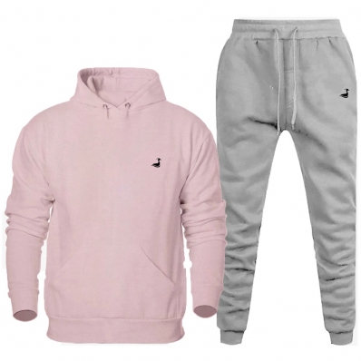 Conjunto de Moletom Blusa e Calça Masculino Flanelado 50% Poliester 50% Algodao Inverno Macio