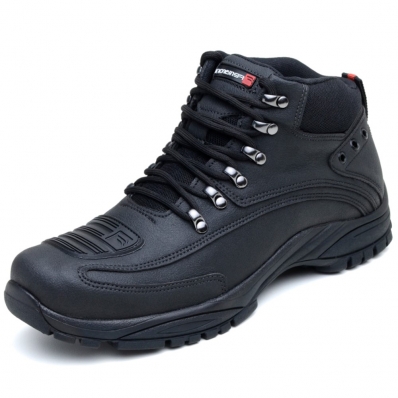 Bota Sapato Motoqueiro Resistente Masculino Solado Borracha Fechamento Cadarço Confortavel Trilha