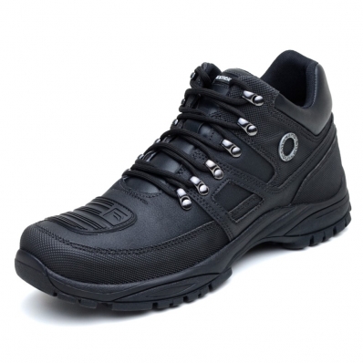 Bota Coturno Motoqueiro Masculina Sola Tratorada Palmilha EVA Espumada Cadarço Cano Baixo Moderno
