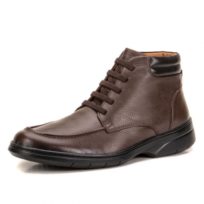 Sapato Conforto Couro Masculino Cano Medio Moderno Solado Borracha Resistente Leve