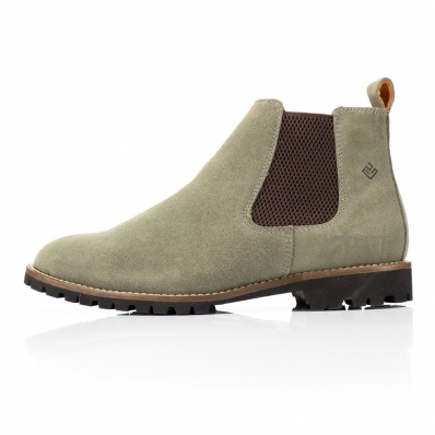 Bota Chelsea Botina de Couro Feminina Camurça Bico Redondo Lisa Country Rodeio Macia