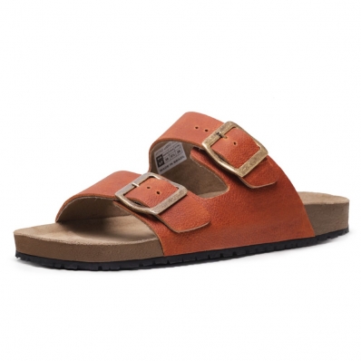 Papete Sandalia Retro Couro Anatomica Fivela de Metal com Regulagem da Moda Verao