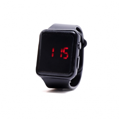 Relogio de Pulso Digital Display de Led Quadrado Resistente a Agua Pulseira Silicone Caminhada