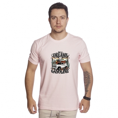 Camiseta Masculina Algodao Country Estampado Dreams Gasoline Caminhonete Macia