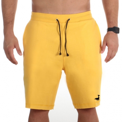 Bermuda Short Moletom Algodão Masculino Bolsos Laterais e Traseiro Fecho Cordão Ajustavel
