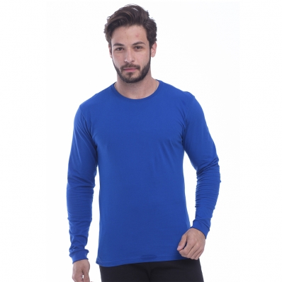 Camisa Camiseta Manga Longa Algodao Masculina Basica Blusa de Frio Inverno