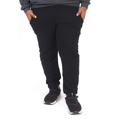 Calça Moletom Plus Size Flanelada Masculina Cordao Ajustavel Lisa Bolsos Lateral Tamanho Especial