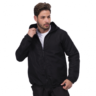 Blusa Corta Vento Masculina Microfibra Sem Tela Impermeavel Com Ziper e Capuz Motoqueiro Caminhada