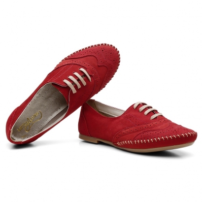 Tenis Oxford Feminino Couro Cadarço Texturizado Salto Baixo Palmilha Conforto Leve