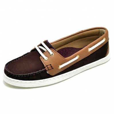 Dockside Sider Feminino Calce Facil Couro Casual Para Passear Trabalhar Palmilha Macia
