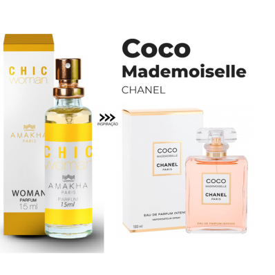 PERFUME FEMININO CHIC WOMAN AMAKHA PARIS 15ML - INSPIRAÇÃO COCO MADEMOISELLE CHANEL