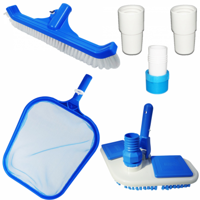 Kit Limpeza Peneira Plást. Aspirador Escova Piscina Sodramar
