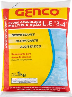 Cloro Granulado 1kg Múltipla Ação 3 Em 1 Genco L. E