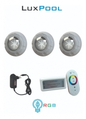 Kit Led Piscina - 48m² - 3 Leds 9w, Um Módulo Rgb Fonte