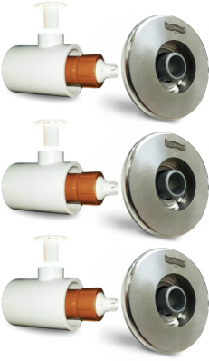 BICO JATO HIDROMASSAGEM PRATIC FLAT EM INOX 316 SODRAMAR 50MM 3 PEÇAS