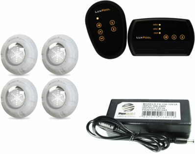 KIT 4 LEDS 9W LUXPOOL + FONTE 3A + CONTROLADOR LUXPOOL 72W