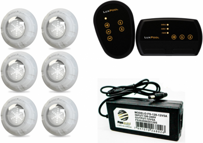 KIT 6 LEDS 9W LUXPOOL + FONTE 5A + CONTROLADOR LUXPOOL 72W