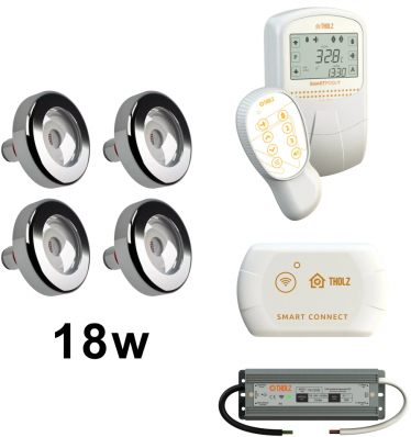 Kit Iluminação Tholz 4 LED 18w Smart Pool Connect Fonte 100w