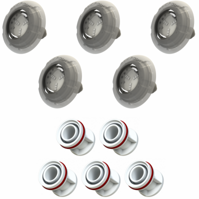 Kit 5 Led Para Piscina Rgb 4w 8m² 5 Adaptador 50mm Alvenaria