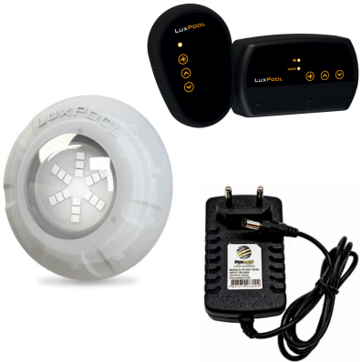 KIT 1 LED 9W LUXPOOL + FONTE 2A + CONTROLADOR LUXPOOL 72W S/ BOMBA