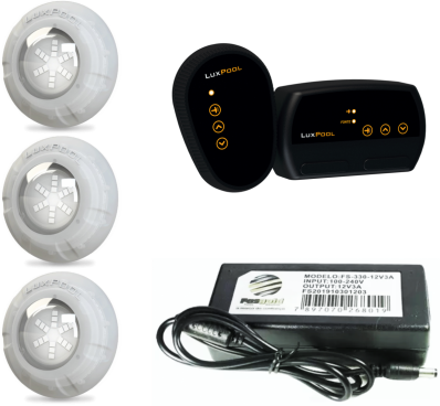 KIT 3 LED 9W LUXPOOL + FONTE 3A + CONTROLADOR LUXPOOL 72W S/ BOMBA