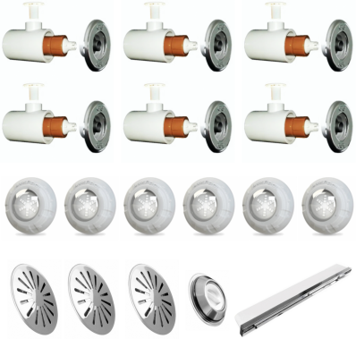 6 Bico de Hidro dispositivos completos cascata 60cm piscina