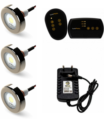 KIT 3 REFLETOR 6W RGB PREMIUM THOLZ CABO 2M