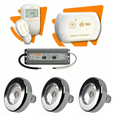Controlador + Smart Pool + Smart Connect + Fonte 100w Tholz + 3 Refletores 18w Premium Tholz