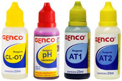 Kit Reagente Cloro Ph At1 At2 Teste Piscina Genco