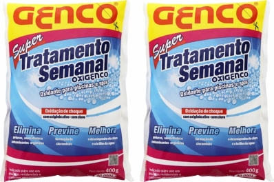 2 Super Tratamento Semanal Genco Para Piscina Oxigenco 400g