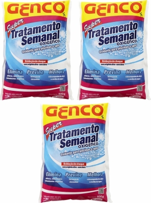 3 Super Tratamento Semanal Genco Para Piscina Oxigenco 400g