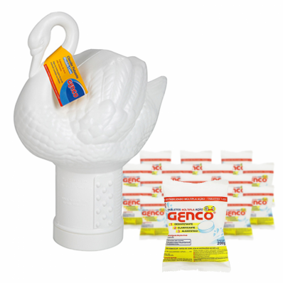 Clorador Flutuante Cisne + 10 Pastilha tablete Cloro Genco