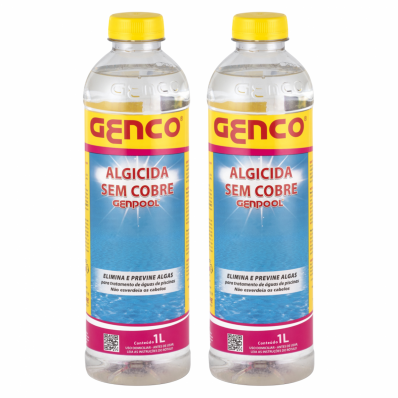 2 Genpool Algicida Sem Cobre Elimina Alga Agua Piscina Genco