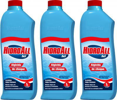 3 Algicida Choque Elimina Algas Piscina Verde 1L Hidroall