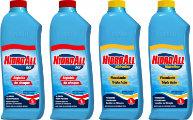 Kit 2 Hidroall Clarificante 1L 2 Algicida De Choque 1L