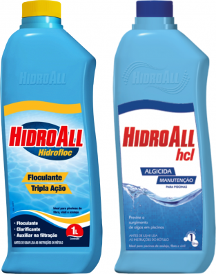 Kit Clarificante Hidrofloc 1L Algicida De Manutenção 1L