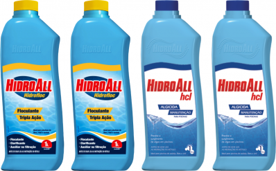 Kit Clarificante 2 Hidrofloc 1L 2 Algicida De Manutenção 1L