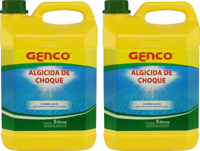 2 Galão Algicida De Choque 5 Litros Genco Limpeza Agua Verde
