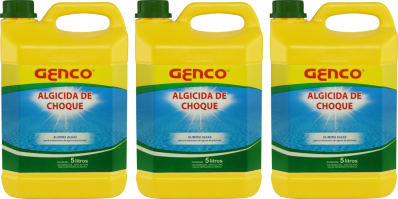 3 Galão Algicida De Choque 5 Litros Genco Limpeza Agua Verde
