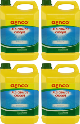 4 Galão Algicida De Choque 5 Litros Genco Limpeza Agua Verde