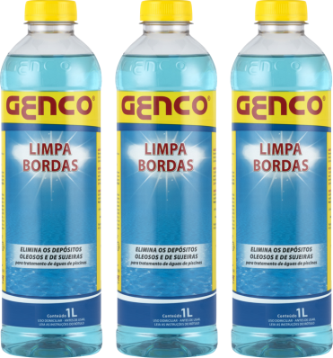 3 Limpa Bordas Para Piscinas Desengordurante Genco 1 Litro