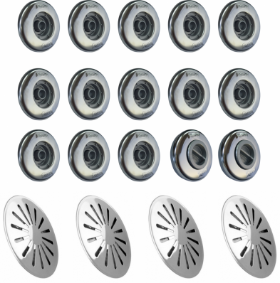 2 Aspiração Pratic 13 Retorno Pratic 4 Ralos fundo Inox 304