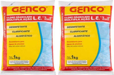 2 Cloro 1kg Para Piscina Puro Multipla Ação 3 Em 1 Genco