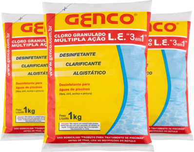 3 Cloro 1kg Para Piscina Puro Multipla Ação 3 Em 1 Genco