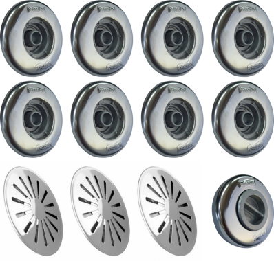 1 Aspiração Pratic 8 Retorno Pratic 3 Ralos fundo Inox 304