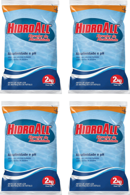 Kit 4 Ph Certo Estável Elevador De Alcalinidade Hidroall 2Kg