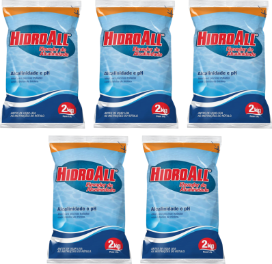 Kit 5 Ph Certo Estável Elevador De Alcalinidade Hidroall 2Kg